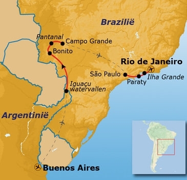 Map: Groepsrondreis BraziliÃ« en Buenos Aires (Sawadee)
