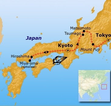 Map: Groepsrondreis Japan Hoogtepunten (Sawadee)