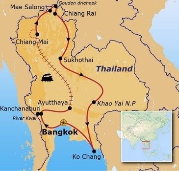 Map: Groepsrondreis Thailand (Sawadee)