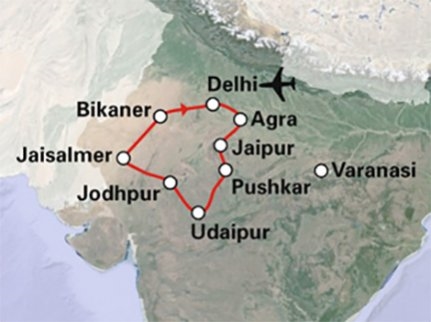 Map: Rajasthan en Agra - privéreis (SRC Reizen)