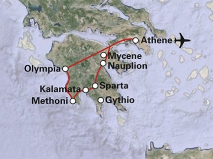 Map: De Peloponnesos - fly drive (SRC Reizen)