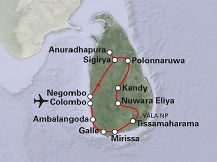 Map: Sri Lanka - privéreis (SRC Reizen)