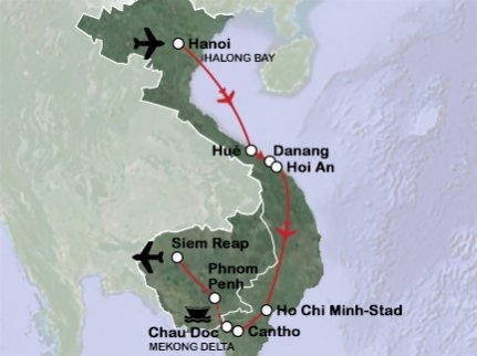 Map: Vietnam en Cambodja (SRC Reizen)