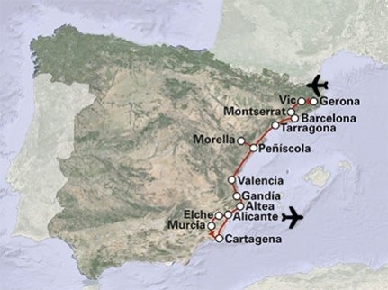 Map: De oostkust van Spanje (SRC Reizen)