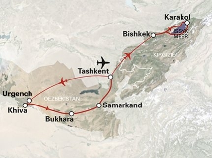 Map: Oezbekistan en Kirgizië (SRC Reizen)