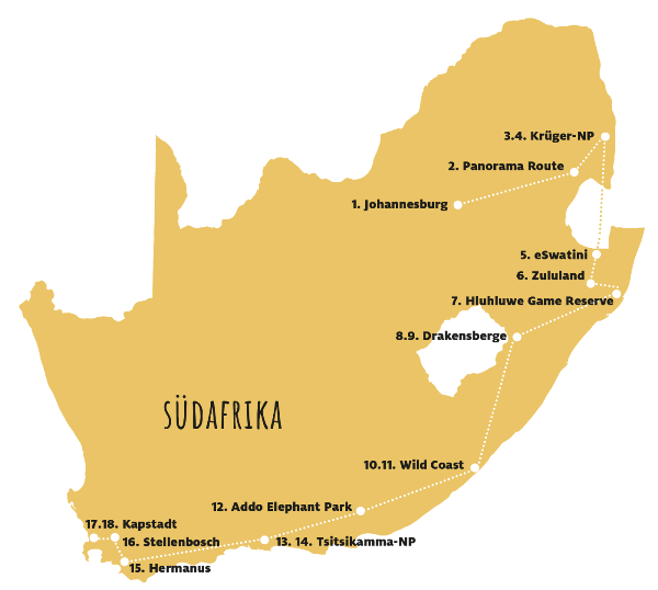 Map: Südafrika & Eswatini: Tonnenweise Gänsehaut (Chamäleon)