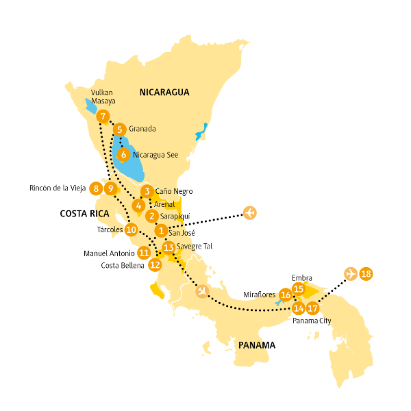 Map: Costa Rica, Nicaragua & Panama: Miraflores (Chamäleon)