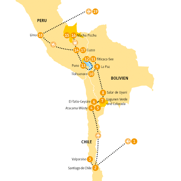 Map: Chile, Bolivien & Peru: Altiplano (Chamäleon)