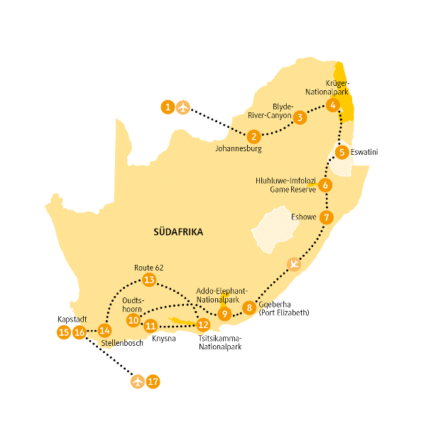 Map: Südafrika & Eswatini: Addo (Chamäleon)