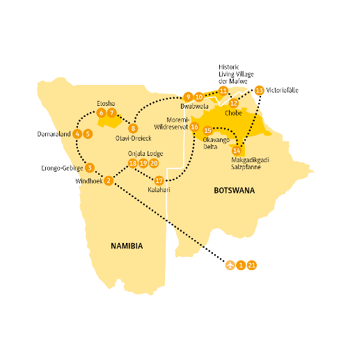Map: Botswana, Namibia & Simbabwe: Sambesi (Chamäleon)