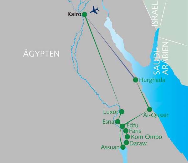 Map: Segelkreuzfahrt durch Alt- und Neu-Ägypten (Wikinger)