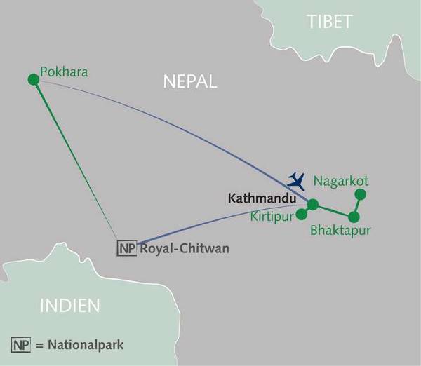Map: Höhepunkte Nepals - Berge, Dschungel & Kultur (Wikinger)