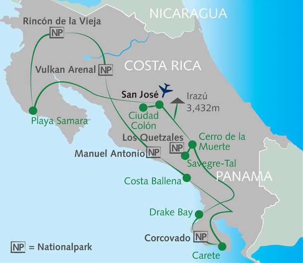 Map: Costa Rica zu Fuß (Wikinger)