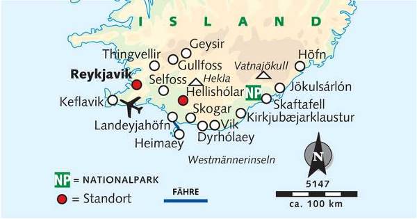 Map: Silvester in Island: Nordlichter, Wale & heiße Quellen (Wikinger)