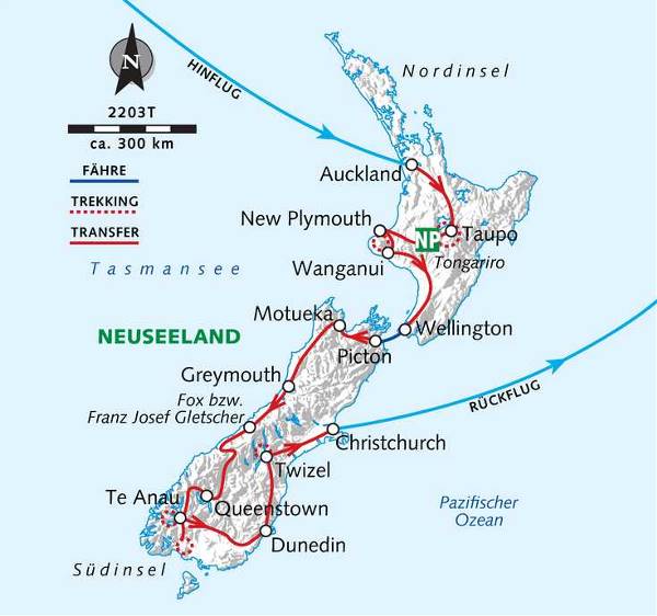 Map: Neuseelands Trekkingparadiese (Wikinger)
