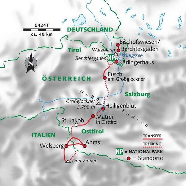 Map: Vom Königssee zu den Drei Zinnen – die Ostalpen (Wikinger)