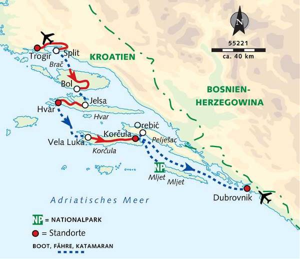 Map: Sehnsuchtsort Dalmatien: Inselhüpfen in der Adria (Wikinger)