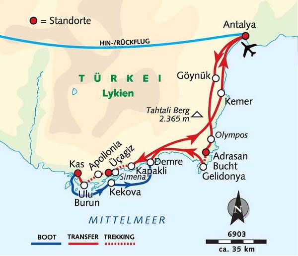 Map: Lykischer Weg Ost: Der schönste Trek am Mittelmeer (Wikinger)