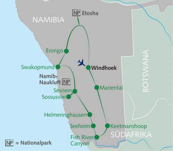 Map: Namibias Naturschauspiele (Wikinger)