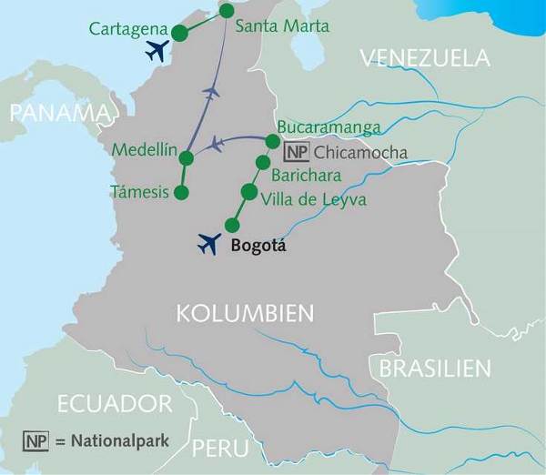 Map: Geheimtipp Kolumbien – Anden, Kaffee & koloniales Flair (Wikinger)