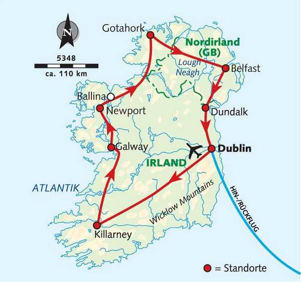 Map: Große Irland-Rundreise (Wikinger)