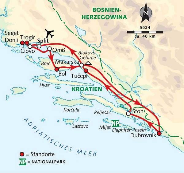 Map: Dalmatinische Traumküste – zwischen Split und Dubrovnik (Wikinger)