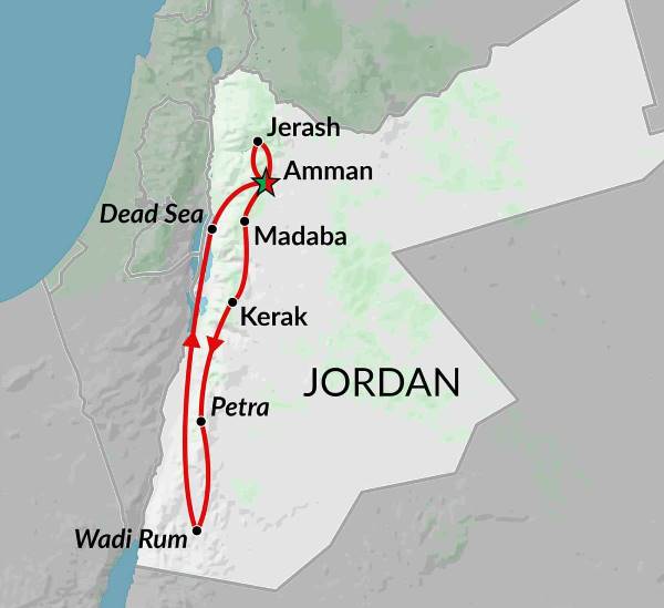 Map: Jordan Express (Encounters Travel)