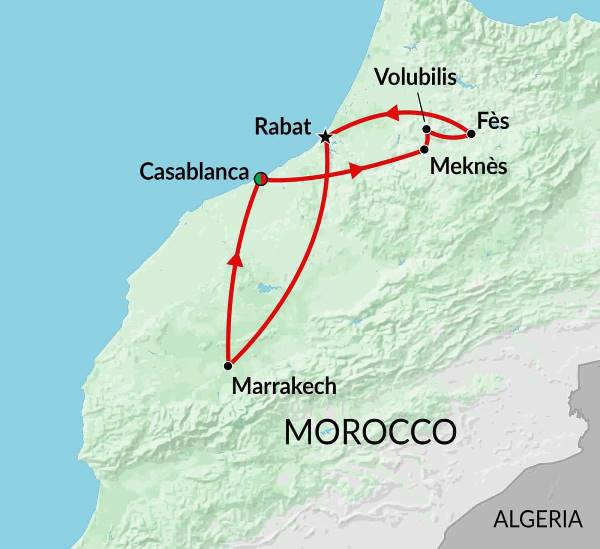 Map: Morocco on a Shoestring (Encounters Travel)