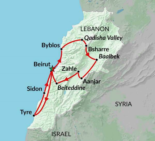 Map: Lebanon Discovery (Encounters Travel)