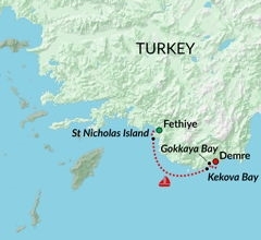 Map: Fethiye to Demre Gulet (Encounters Travel)