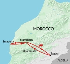 Map: MARRAKECH to MARRAKECH (5 days) Morocco Express (Encounters Travel)