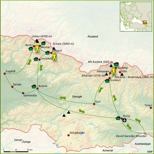 Map: Georgië -  Kaukasus, 15 dagen (SNP Natuurreizen)