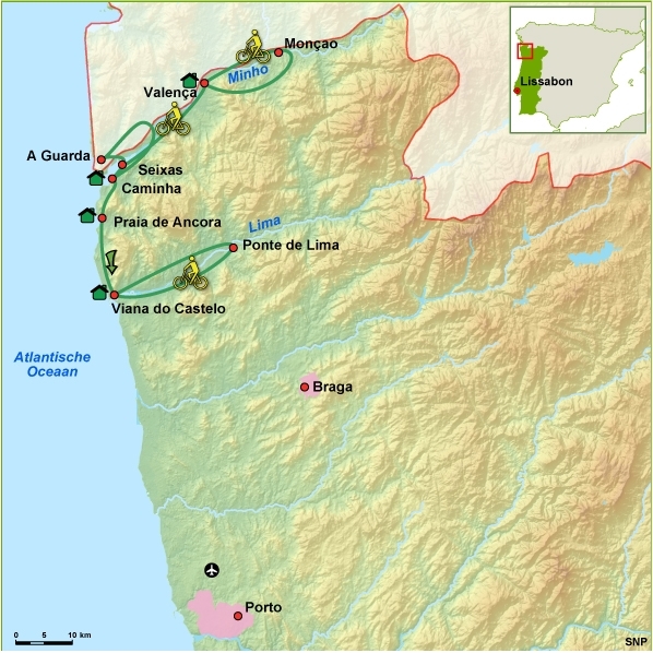 Map: Portugal -  Van Minhovallei langs de kust naar de Limavallei, 7 dagen (SNP Natuurreizen)