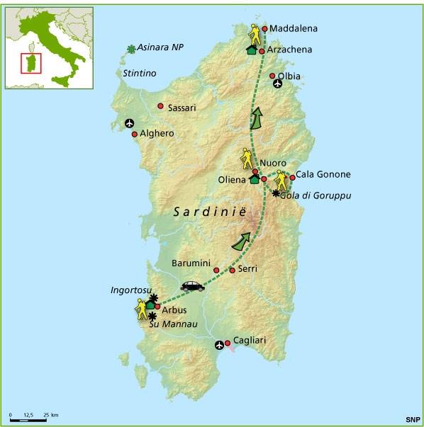 Map: Italië -  Sardinië * Kort, 8 dagen (SNP Natuurreizen)