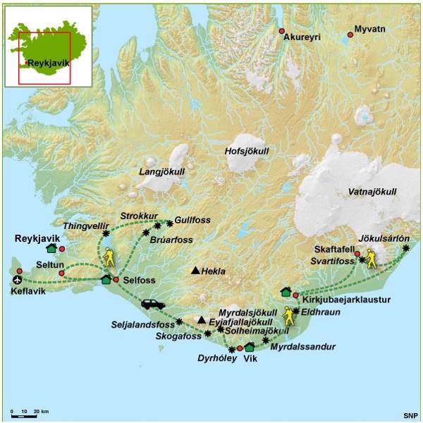 Map: IJsland -  Rondreis Zuid-IJsland, 8 dagen (SNP Natuurreizen)