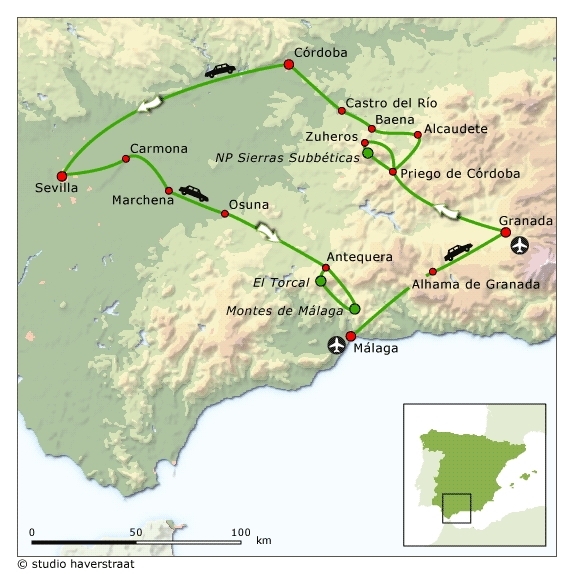 Map: Spanje -  Andalusië, 10 dagen (SNP Natuurreizen)