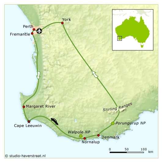Map: Australië -  South West, 9 dagen (SNP Natuurreizen)
