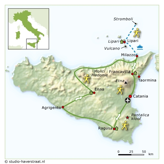Map: Italië -  Sicilië & Eolische Eilanden, 14 dagen (SNP Natuurreizen)