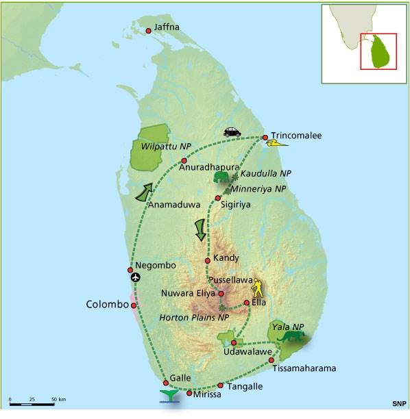 Map: Sri Lanka -  met de kids, 17 dagen (SNP Natuurreizen)