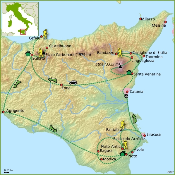 Map: Italië -  Sicilia Verde, 9 dagen (SNP Natuurreizen)