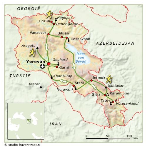 Map: Armenië -  wandelreis, 16 dagen (SNP Natuurreizen)