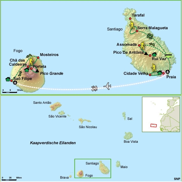 Map: Kaapverdië -  Santiago & Fogo, 8 dagen (SNP Natuurreizen)