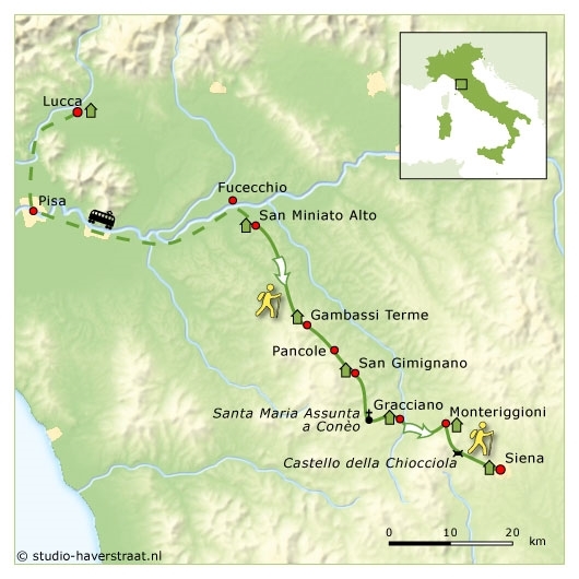 Map: Italië -  Toscane-Via Francigena, 8 dagen (SNP Natuurreizen)