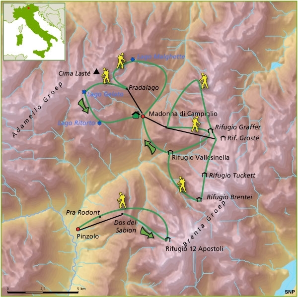 Map: Italië -  Trentino - Dolomiti di Brenta & Adamello, 8 dagen (SNP Natuurreizen)