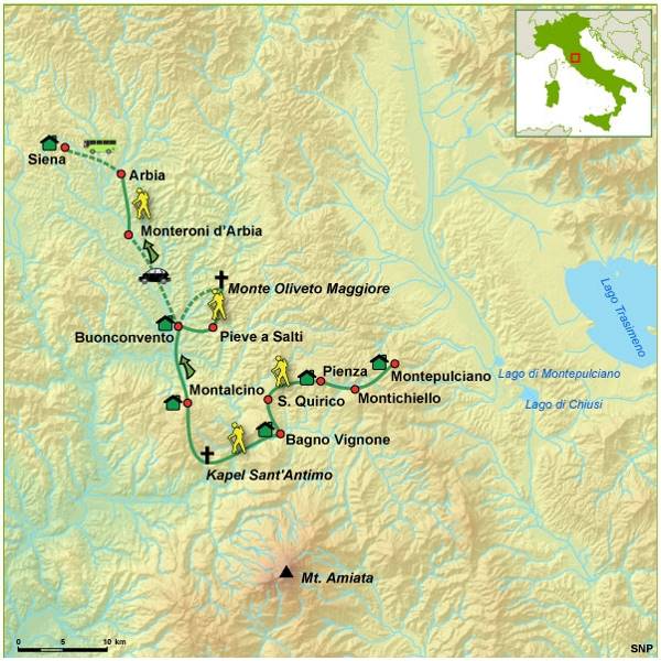 Map: Italië -  Toscane-Val d Orcia, 8 dagen (SNP Natuurreizen)