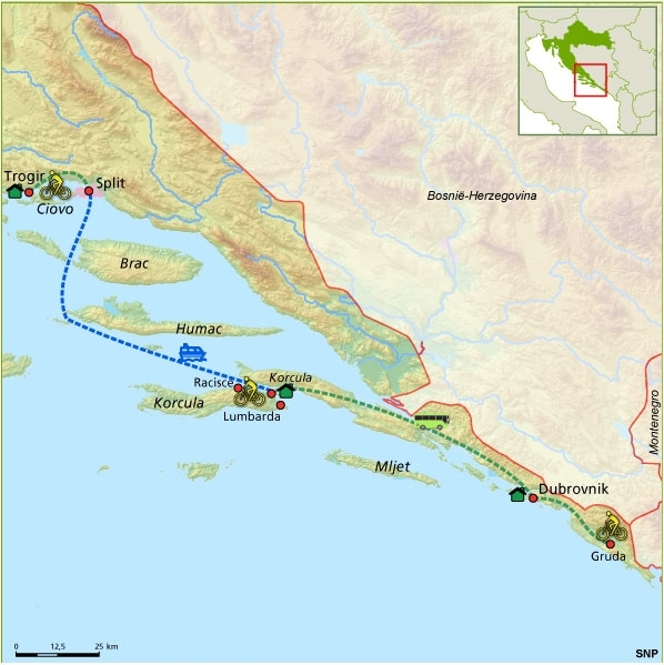 Map: Kroatië -  Dalmatië, 8 dagen (SNP Natuurreizen)