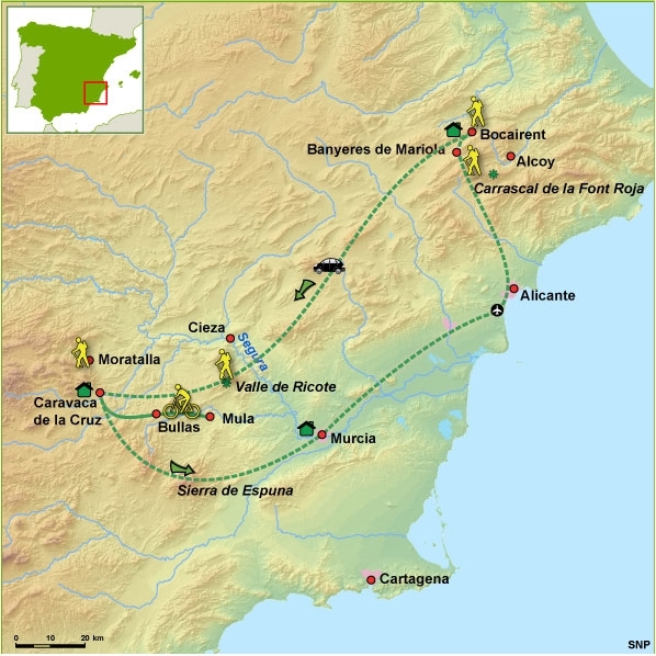 Map: Spanje -  Murcia & País Valenciano, 8 dagen (SNP Natuurreizen)