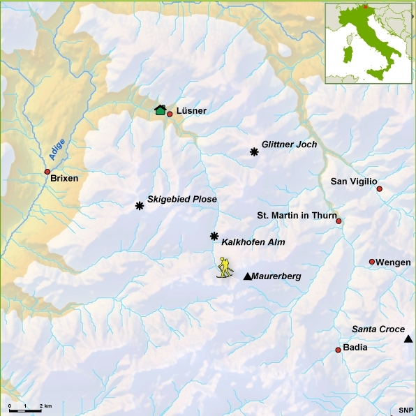 Map: Italië -  Südtirol - Lüsner Tal, 8 dagen (SNP Natuurreizen)
