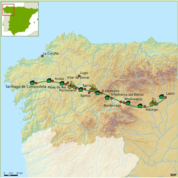 Map: Spanje -  Camino de Santiago , 10 dagen (SNP Natuurreizen)
