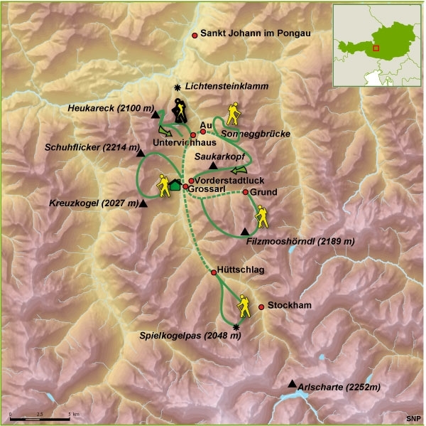 Map: Oostenrijk -  Grossarltal, 8 dagen (SNP Natuurreizen)